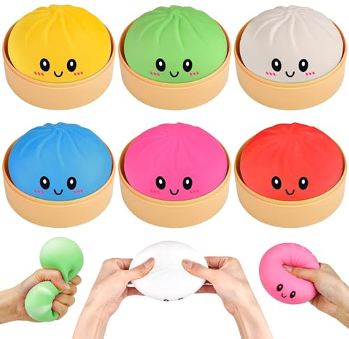 Dumpling Squishy Mystery 6 Stück, Squishy Dumpling Fidget Toys, Squishies Dumplings Anti Stress Spielzeug, Dumplings Stressball für Erwachsene Kinder ADHD Autismus