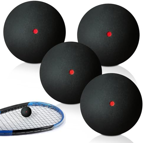 BYZESTY Balles De Squash De Sport, 4 Piece Balle De Squash, Squash Ball, Balle Squash, Équipement De Squash Portable pour débutants, Simple Point Bleu