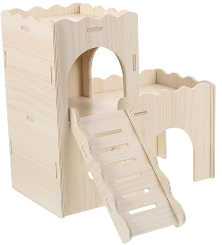 VALICLUD Maison en Bois pour Cochons d'Inde et Hamsters Design Escalier, Nid pour Petits Animaux, pour Jouer et Dormir en DIY
