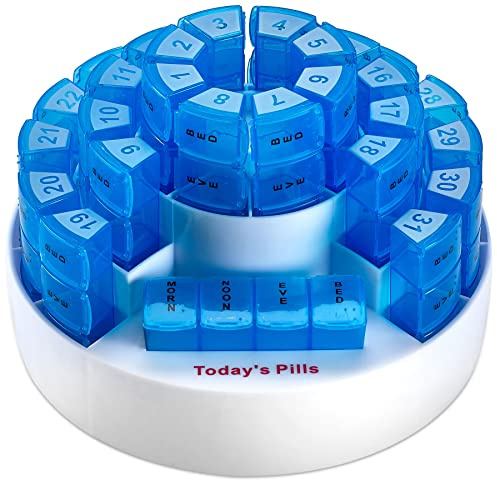 Caja mensual para pastillas MEDca. Organización para medicamentos de múltiples dosis. Compartimientos extraíbles. Ideal para viajar.
