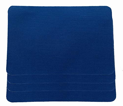 iHS Range 4er Set BLAU Bügelflicken zum Aufbügeln aus Baumwolle 10x15cm I Stoffflicken Ausbesserungsflicken Reparatur-Flicken Reparatursatz