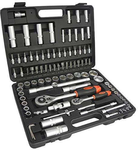 Geko G10150 Steckschlüssel-Satz mit Knarren, 1/10,2 cm Drive 94-teilig, mehrfarbig