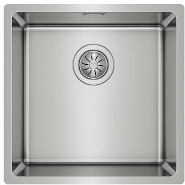 TEKA Fregadero Bajo Encimera 1 Cubeta Inox 18/10, Profundidad 20cm, Radio R15, Desagüe con Válvula Canasta 3½ y Sifón, SilentSmart, Incluye Accesorios de Fijación, Modelo Belinea RS15 40.40