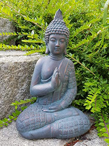K&L Wall Art Statue de Bouddha Feng Shui Figure de Bouddha Décoration Jardin Boudda Pierre Artificielle 33cm Imitation Bronce