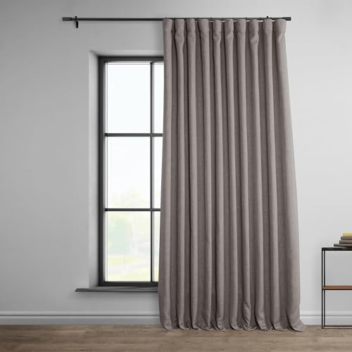 HPD Half Price Drapes Faux Linen Room Darkening Curtains - 84 Inches Long Extra Wide Luxury Linen Curtains for Bedroom & Living Room (1 Panel), 100W X 84L, Mink