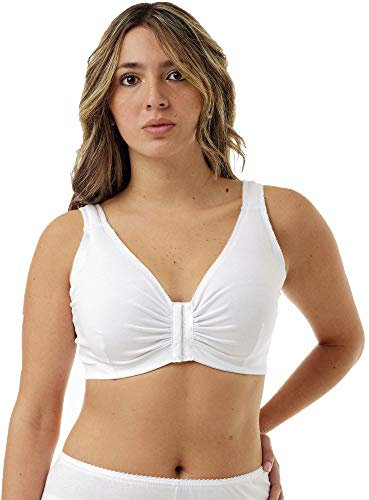 Underworks Mastektomie-BH mit Tasche - Brustpolster enthalten - verstellbar - Baumwolle Komfort und Freizeit, Weiss/opulenter Garten, small