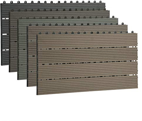 EUGAD Dalle de Terrasse Clipsable, Lot de 12 Carreaux de Sol Extérieur, Revêtement de Sol Imperméables pour Jardin, Balcon, Terrasse, en WPC, 30x60cm, Anthracite