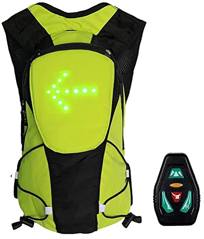 BesDirect Zaino con indicatori di direzione a LED,telecomando wireless per bicicletta Zaino con luci a LED,borsa sportiva impermeabile per la sicurezza notturna in bicicletta/corsa/camminata