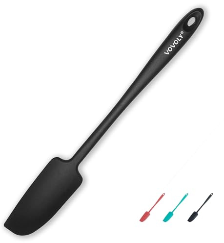 Silicone Jar Spatula, Small Rubber Scraper, Spatulas Silicone Heat Resistant, Seamless,Non StIck Cookware 11.2 Inch, Black.