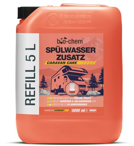 bio-chem biologiskt spolvatten rengöringsmedel, toalett rengöring för camping toalett, kemisk toalett och portabla toaletter, 5 l dunk koncentrat