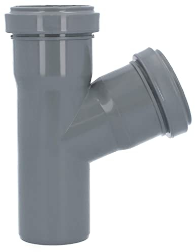 HT Rohr Abzweig Ø DN 50 mm Grau Winkel 90° | Abwasser T-Stück Kunststoff Abflussrohr Kunststoffabzweig PVC PP Doppelabzweig Verbindung Anschlussstück