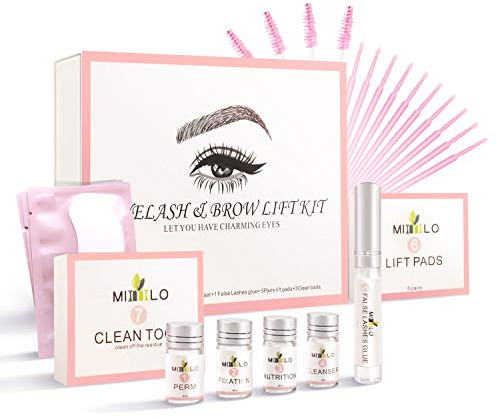 Wimpernlifting Set, Scdom Lash Lifting Set und Brow Lifting Set Sichere Pflegende Augenbrauen- und Wimpernstraffung, Semi-permanente Keratin DIY Salon Beinhaltet Augenpads, Liftpads und Zubehör