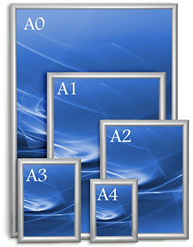 Floordirekt Opti-Clic Cadre photo interchangeable, format A4, argenté, pour affiches, publicité et menus, cadre pour posters avec bords arrondis en aluminium, cadre pliable à changement rapide, 24 x