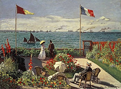 Feeling at home KUNSTDRUCK auf MATTE PAPIER 220gr Die Terrasse in Sainte-Adresse Monet Claude - Meer horizontal Poster Figuren WatersScapes Seen und Bild auf Papier cm_44_X_60