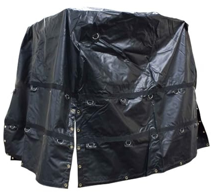 Mytee Products Heavy Duty Coil Tarps for Steel Coils 7 FT x 7 FT x 7 FT - Black, Waterproof, Made with 18 OZ Vinyl - Flatbed Truck Trailer Steel Fitted Coil Tarp Bags