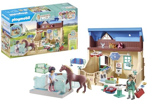 PLAYMOBIL Horses of Waterfall 71352 Reittherapie & Tierarztpraxis, schnelle Heilung der kranken Tiere Dank Phil und Harleen, nachhaltiges Spielzeug für Kinder ab 5 Jahren