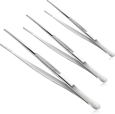 XPEX 3er-Pack Edelstahl-Kochpinzette, Küchenpinzette, Edelstahl-Kochpinzette, 12,5 cm, 20 cm und 30 cm, für Köche, Familienfeiern, Kochen