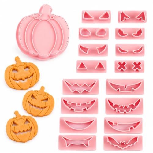 17 Stück Halloween Keksausstecher,3D Kunststoff Kürbis Ausstechformen | für Party Supplies Dekorationen