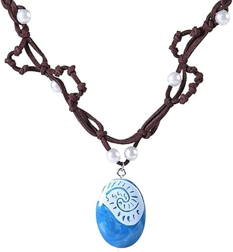 Clataly Ocean Halskette, handgewebte Imitation Perle Halskette Kette und blauer Anhänger für Frauen
