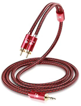 BOAACOUSTIC JIB Klinke auf Cinch High end Chinch Kabel, Audio Adapter 3,5 klinke stecker auf Cinch Y Kabel für TV, PC, Handy, MP3-Player, Lautsprecher, Autoradio, Tablet, Verstärker 2m