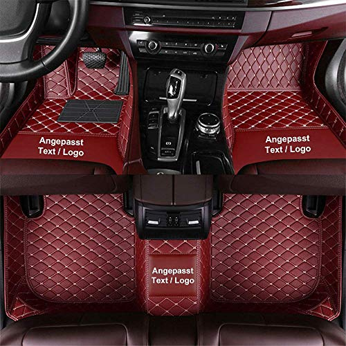 Anpassen Fußmatten für Volkswagen Golf Polo Touran Touareg Sharan Scirocco Phaeton Caddy Arteon,PU-Leder Allwetter rutschfeste wasserdichte Auto Fussmatten Set (Rotwein)