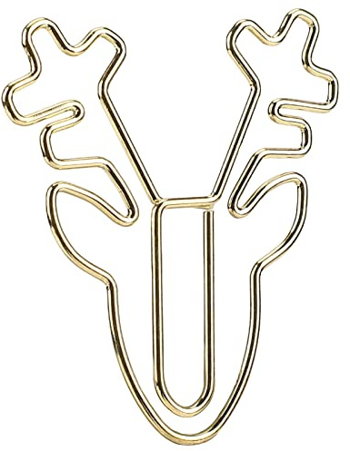 50 Stück Büroklammern in Hirschkopfform, Cartoon, Leicht, Innovativ, Goldfarben, Niedliche Büroklammern, Geeignet für Büro, Zuhause, Schule, Büroklammern in Hirschkopfform,