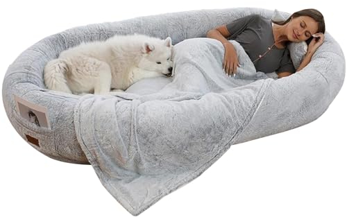 PPGE Home Menschliches Hundebett, Outdoor Pet Nest Indoor Human Sleeping Riesige Zwinger Katzennest, Großes Waschbares Hundebett, Große Katzenbetten für Indoor Katzen Und Welpen(Color:Hellgrau)