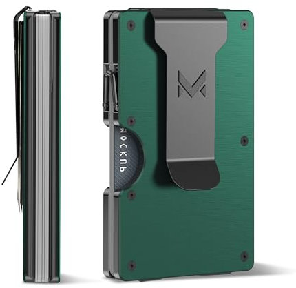 MIFANYO Metall Geldbörse Herren, Minimalistische Schlanke Kartenhalter, Männer Kleine Aluminiummetall Geldbeutel, RFID-Blocker Kreditkartenetui Brieftaschen mit Geldklammer, Gebürstetes Dunkelgrün