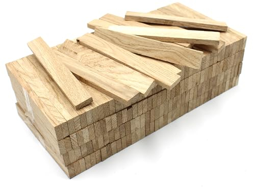 VmG-Store 78x Holzleiste 22x8x160mm Eiche lose Bastelklötzchen zum Basteln Bastelstäbe (Eiche 22x8mm)