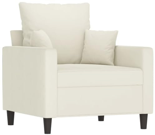 vidaXL Sofa 3-Sitzer, Loungesofa Couch mit Armlehnen Rückenkissen, Wohnzimmersofa Designsofa mit Metallgestell, Sitzmöbel Dreisitzer, Creme Samt