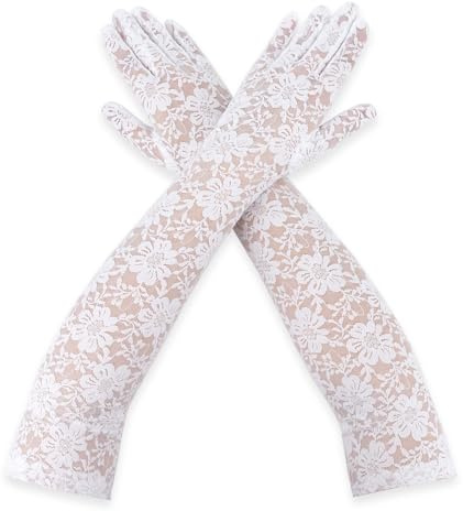 Spitzenhandschuhe, Braut Spitzen Handschuhe, Lange Spitzenhandschuhe, Lackierte Lange Abendhandschuhe, Lace Handschuhe, Damen Spitze Handschuhe, Handstulpen Netz, Weiß