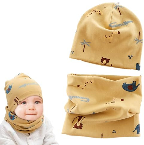 Norhogo Set Berretto e Sciarpa per Bambini e Neonati, Berretto Invernale in Cotone per Ragazzi e Ragazze, Berretto a Cuffia + Sciarpa Tubolare, Sciarpe per Bambini Inverno Sciarpa a Giro Bambino e