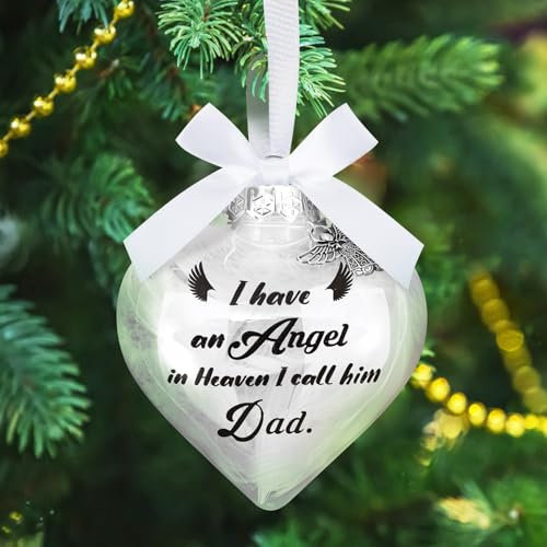 HOWAF Dad Memorial Christmas Bauble - I Have an Angel in Heaven, Xmas Baubles Dad Memorial Ornaments Gifts for Christmas Tree Decorations