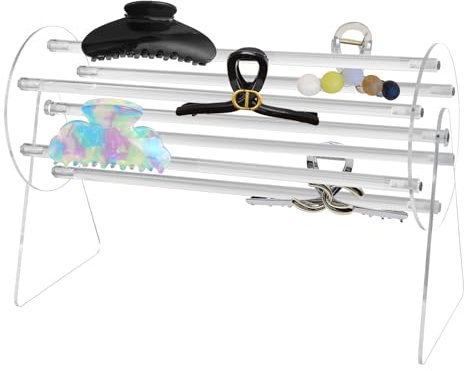 Amexo Organizador de Clip de Acrílico, Expositor de Pinzas para el Pelo de 360 Grados Estuche Organizador Giratorio Almacenamiento de Accesorios para el pelo para Tienda, Organizador Diademas Niña