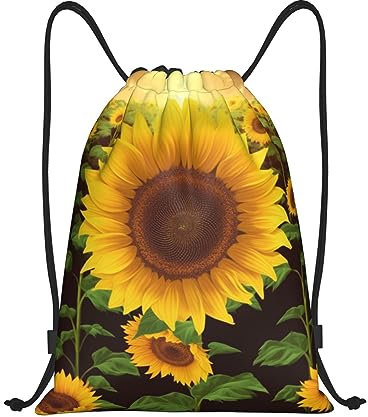 Rucksack Mit Kordelzug Wunderschöner Sonnenblumendruck Gymnastikbeutel Faltbar Sportrucksack Damen Schuhbeutel, Für Reisen, Strandurlaub, 36x42cm