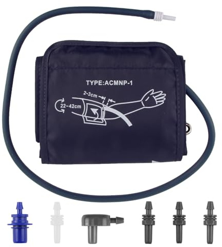 Brazalete grande para presión arterial de 22 a 42 cm, brazalete eléctrico de repuesto con 6 conectores, brazalete ajustable para monitor de presión arterial para adultos, compatible con la mayoría de