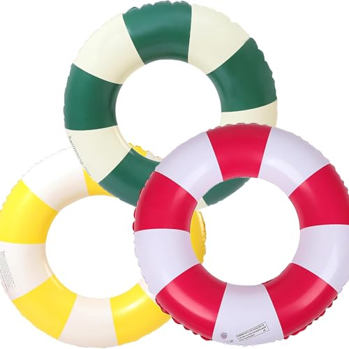 3 st simring vuxna, luftmadrass, simdäck, uppblåsbara, uppblåsbara simbassänger, simring, tub, för sommarpoolfest (röd + gul + grön)