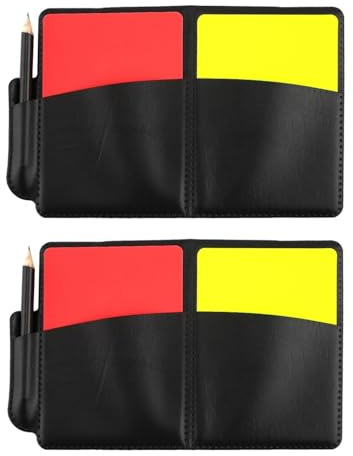XICHENGSHIDAI Set di carte da arbitro di calcio, confezione da 2 cartellini rossi e gialli con carta da record, kit di avvertimento per arbitro di calcio, pallavolo, rugby, baseball, partite
