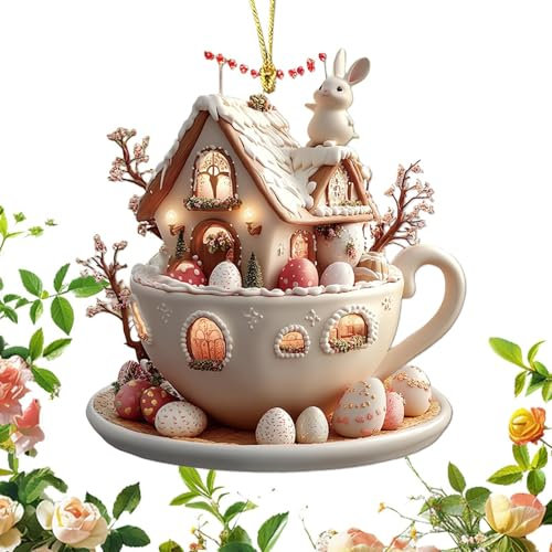 Cupi di caffè Easter Egg - Coppa di caffè Casa Pasqua | 2D ACRILICO Pasqua decorativo, tazza di caffè House Easter Eogg, Easter Egg Bunny House Cucina di caffè Decorazione