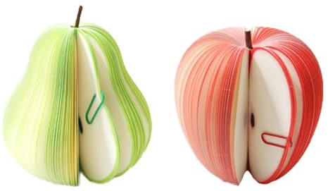 2 Pieces of Non Sticky, Freely Movable 3D Decorative Fruit Sticker Set | Realistic red apple and green pear shapes ，desktop decorations for home, office, holiday gifts, party decorations