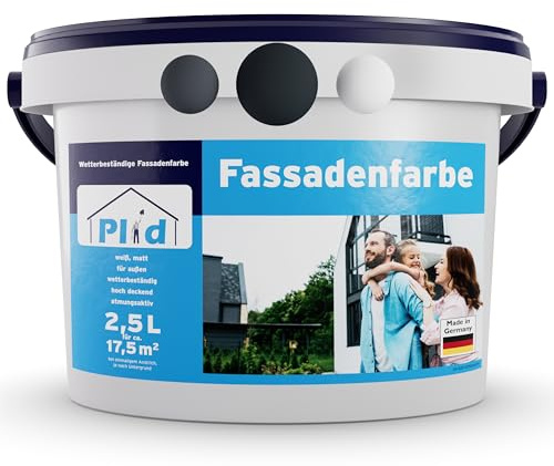 Plid® - Fassadenfarbe Außen Anthrazitgrau - 2,5l [WETTER & UV-BESTÄNDIG]- Hochwertige Farbe für Mauerwerk, Hauswand, Beton & Kellerwand - Sockelfarbe - Mauerfarbe - Wandfarbe Grau - Made in Germany