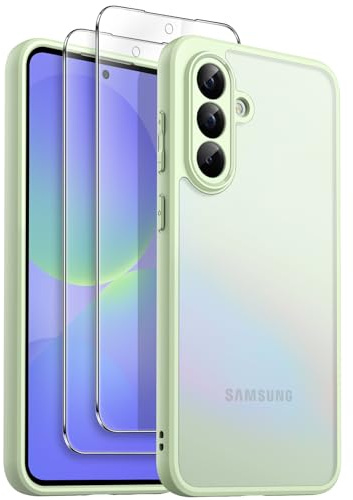 JETech 3 in 1 Matte Case for Samsung Galaxy A36 5G with 2-Pack Tempered Glass Screen Protector, Translucent Frosted Shockproof Phone Cover with Camera Protection (Lime)
