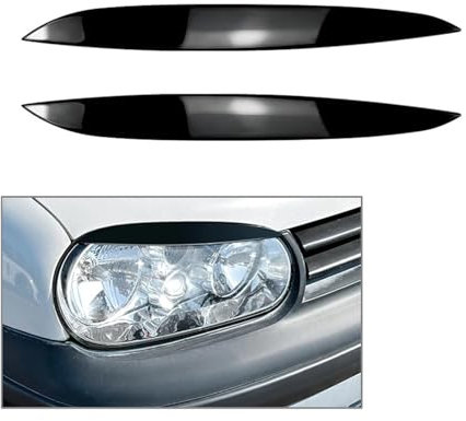 XEBRAD 2 Stücke Auto Scheinwerfer Augenbrauen Augenlid Abdeckung Dekoration Trim, for VW, for Golf 4 MK4 1997 1998 1999 2000 2001 2002 2003 2004 2005 Tönungsfolie für Autoscheinwerfer(Bright Black)