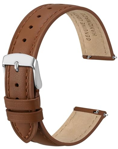Anbeer Flat Thin Elegantes Echtes Leder Uhrenarmband, Schnellverschluss Ersatz Uhrenarmband für Frauen, Mehrere Größenauswahl