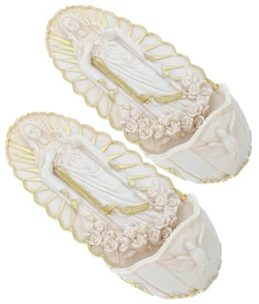 RORPOIR Acquasantiera Facile da Pulire 2 Pezzi Beige in Ceramica da Parete Decorazione Elegante per Casa e Chiesa per Prima Comunione e Muro Religioso