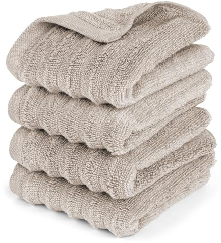 Pure Label Gästehandtuch 4-TLG. 4x30x50cm 100% Baumwolle saugstark, Taupe | Spürbar weich, saugstark und ideal für Bad, Gäste und täglichen Komfort