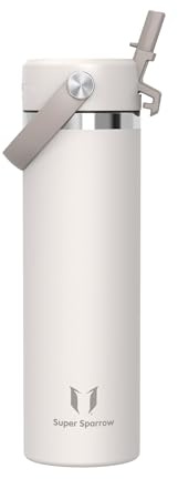 Sparrow Borraccia Termica 500ml/750ml/1L - Borracce Bambini con Cannuccia | Bottiglia Senza BPA & Perdite, Lavastoviglie, Caldo & Freddo, Scuola,Sport,Viaggio - SwivelSip Borraccia Tappo Flex Cannuccia