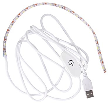 Tira de Luz Adhesiva USB 5v para Máquina de Coser, 30 Leds | Blanco, Plástico y Led, 18 Lm por Bombilla, Instalación Fácil, Uso en Camping y Decoración de Fondo Tv