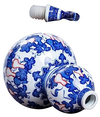 INOOMP Botella De Vino Vacía Azul y Blanca De Cerámica Soporte Para Vino Sellado Hogar Casa Tarro De Licor Vintage