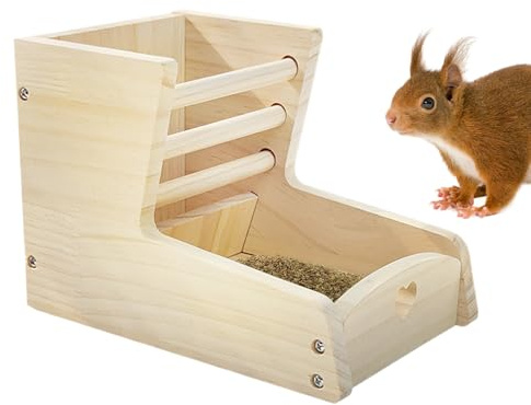Demsyeq Comedero de heno para Conejos, Estante de alimentación de césped para Mascotas pequeñas, 2 en 1, Soporte de comedero de heno Separado de Madera para Guinea, Chinchilla, Conejo, Conejo